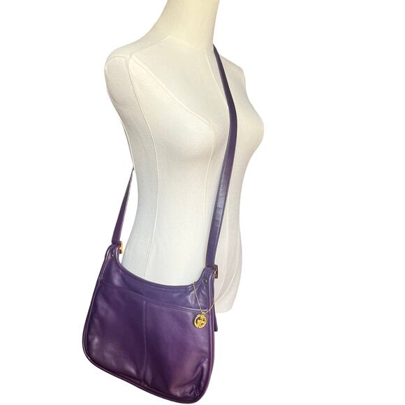 Giani Bernini Handbags - Giani Bernini Purple Leather Shoulder XBody Saddlebag Messenger Handbag Purse